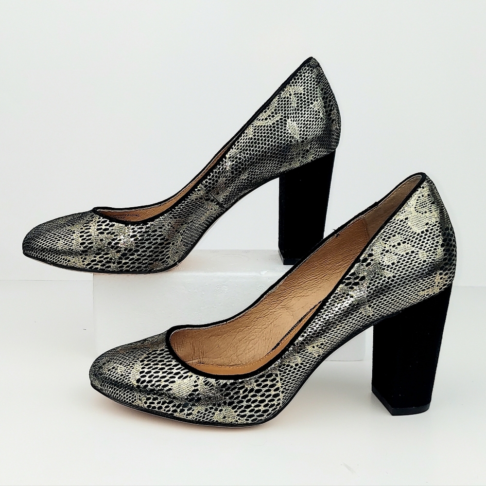 Anthropologie Corso Como Anya Pumps Metallic Lace 7.5 - Picture 5 of 14